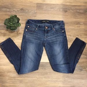 Express Stella ankle legging jeans with zippers.